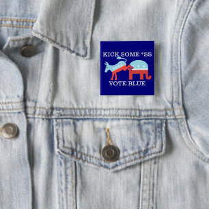 Badge Carré 5 Cm Midterms 2026 Démocrates Botter les Fesses