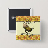Badge Carré 5 Cm Miel Bee (Devant & derrière)