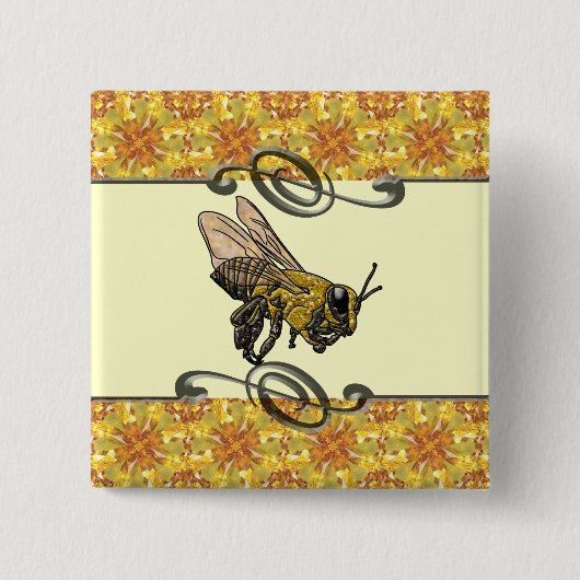 Badge Carré 5 Cm Miel Bee (Devant)