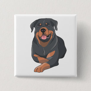 Badge Carré 5 Cm Mignon Chien Amoureux de Dessin Animé Rottweiler