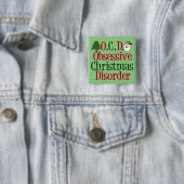 Badge Carré 5 Cm Mignon Vert Obsessionnel Noël Trouble (En situation)