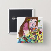 Badge Carré 5 Cm Mignon vomissez (Devant & derrière)