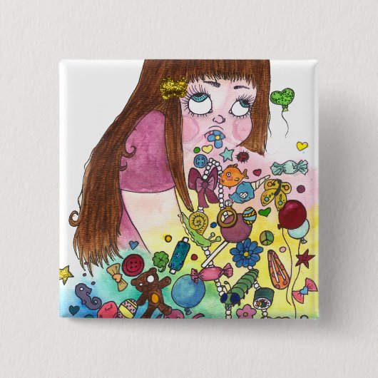 Badge Carré 5 Cm Mignon vomissez (Devant)