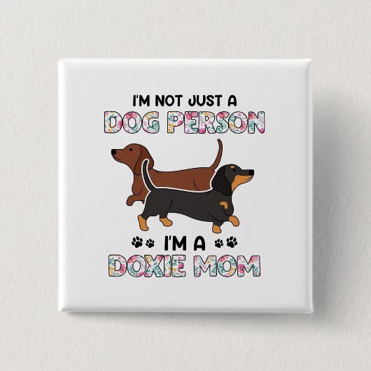 Badge Carré 5 Cm Mignonne Dachshund Wiener Doxies Chien Maman (Devant)