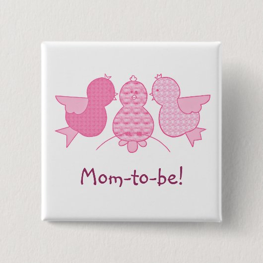 Badge Carré 5 Cm Mignonne petite maman rose à être, Baby shower d'o (Devant)