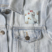 Badge Carré 5 Cm Mignonne souris mangeant des baies la neige scène  (En situation)