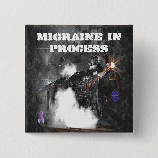 Badge Carré 5 Cm Migraine dans le bouton de processus (Devant)