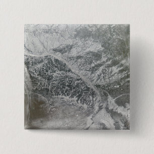 Badge Carré 5 Cm Milou et la Russie centrale floue montrant l'Ob Ri