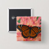 Badge Carré 5 Cm Mimique Du Papillon Monarque (Devant & derrière)