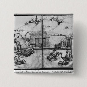 Badge Carré 5 Cm Mine argentée des Croix-aux.-Mines de La