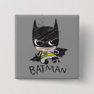 Badge Carré 5 Cm Mini classique Batman Sketch