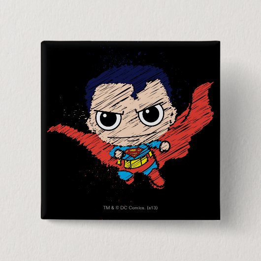 Badge Carré 5 Cm Mini-Superman Sketch (Devant)