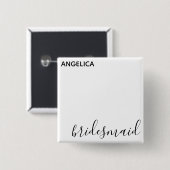 Badge Carré 5 Cm Minimal de la typographie moderne Mariage Bridesma (Devant & derrière)