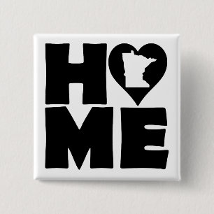 Badge Carré 5 Cm Minnesota Accueil État du coeur Bouton d'insigne É