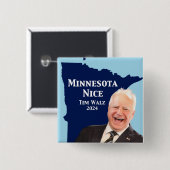 Badge Carré 5 Cm Minnesota Nice Tim Walz (Devant & derrière)