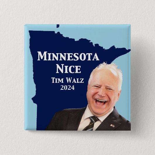 Badge Carré 5 Cm Minnesota Nice Tim Walz (Devant)