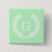 Badge Carré 5 Cm Mint White Wheat Laurel Wreath (Devant)