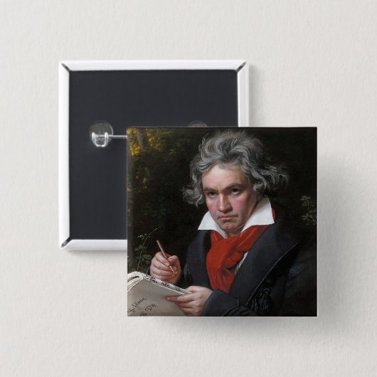 Badge Carré 5 Cm Missa Solemnis : Ludwig Beethoven Musique classiqu (Devant & derrière)