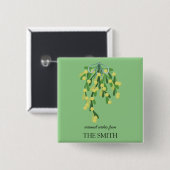 Badge Carré 5 Cm Mistletoe vert pastel (Devant & derrière)