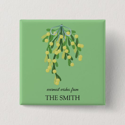 Badge Carré 5 Cm Mistletoe vert pastel (Devant)