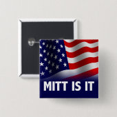 Badge Carré 5 Cm Mitt Is It - Romney Ryan 2012 (Devant & derrière)