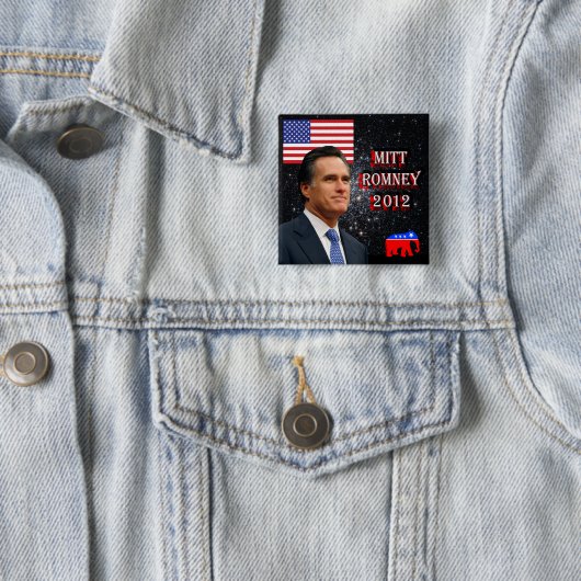 Badge Carré 5 Cm Mitt Romney 2012 (En situation)