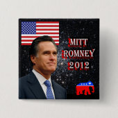 Badge Carré 5 Cm Mitt Romney 2012 (Devant)