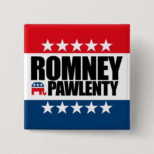 Badge Carré 5 Cm Mitt Romney Tim Pawlenty 2012 (Devant)
