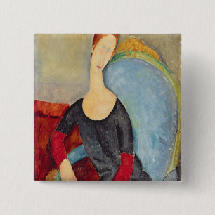 Badge Carré 5 Cm Mme. Hebuterne dans Chair bleue, 1918