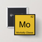 Badge Carré 5 Cm Mo - Morbiely Obese Funny Chimie Élément Tee (Devant & derrière)