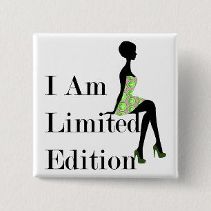Badge Carré 5 Cm Mode Silhouette I Am Limited Edition Citation