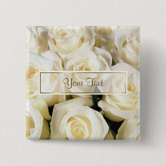 Badge Carré 5 Cm Modèle blanc Rose Elegance (Devant)
