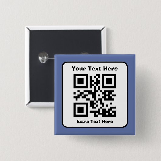 Badge Carré 5 Cm Modèle de code QR scannable avec texte modifiable (Devant & derrière)