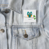 Badge Carré 5 Cm Modèle de hibou, (En situation)