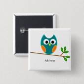 Badge Carré 5 Cm Modèle de hibou, (Devant & derrière)