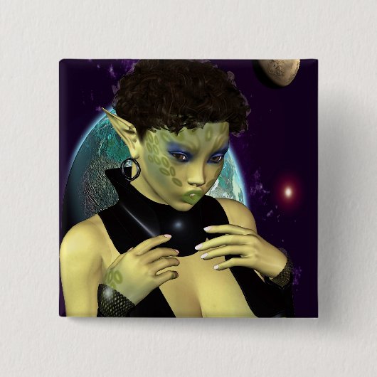 Badge Carré 5 Cm Modèle de l'espace de la science fiction (Devant)