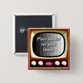 Badge Carré 5 Cm modèle de télévision de les années 50 (Devant & derrière)