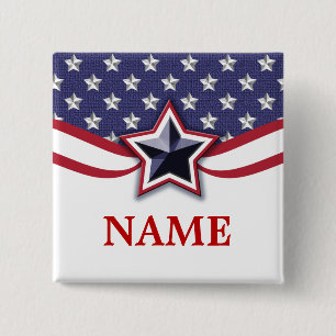Badge Carré 5 Cm Modèle d'épingle de campagne électorale étoiles ba