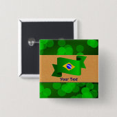 Badge Carré 5 Cm Modèle du drapeau brésilien (Devant & derrière)