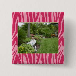 Badge Carré 5 Cm MODÈLE PHOTO en rouge et rose chaud Zebra Imprimer