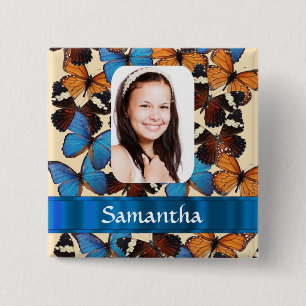 Badge Carré 5 Cm Modèle photo motif papillon