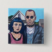 Badge Carré 5 Cm Modern American Gothic  Art- Grant Woods Inspired (Devant)