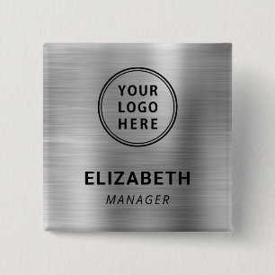 Badge Carré 5 Cm Modern Company Logo Silver Name Tag