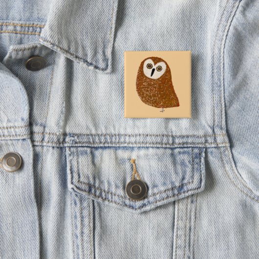 Badge Carré 5 Cm Modern cute northern saw-whet owl (En situation)