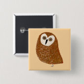 Badge Carré 5 Cm Modern cute northern saw-whet owl (Devant & derrière)