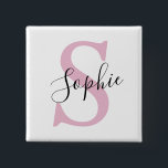 Badge Carré 5 Cm Modern Personalized Name Monogram Pink<br><div class="desc">Modern Personalized Name Monogram Pink</div>