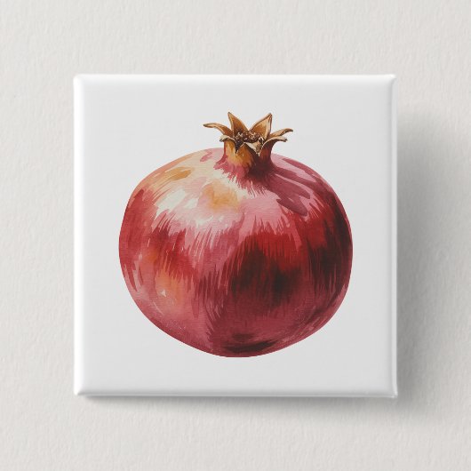 Badge Carré 5 Cm Modern Trendy Watercolor Pomegranate  (Devant)