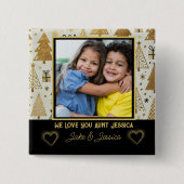 Badge Carré 5 Cm Modern We Love you Aunt Black and Gold (Devant)