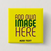 BADGE CARRÉ 5 CM MODERNE ÉDITABLE SIMPLE JAUNE MODÈLE TEXTE IMAGE (Devant)