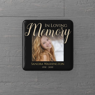 Badge Carré 5 Cm Moderne En Mémoire Amoureuse   Bouton Mémorial pho